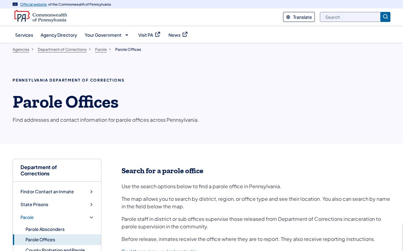 Elk County state parole release supervision office lookup
