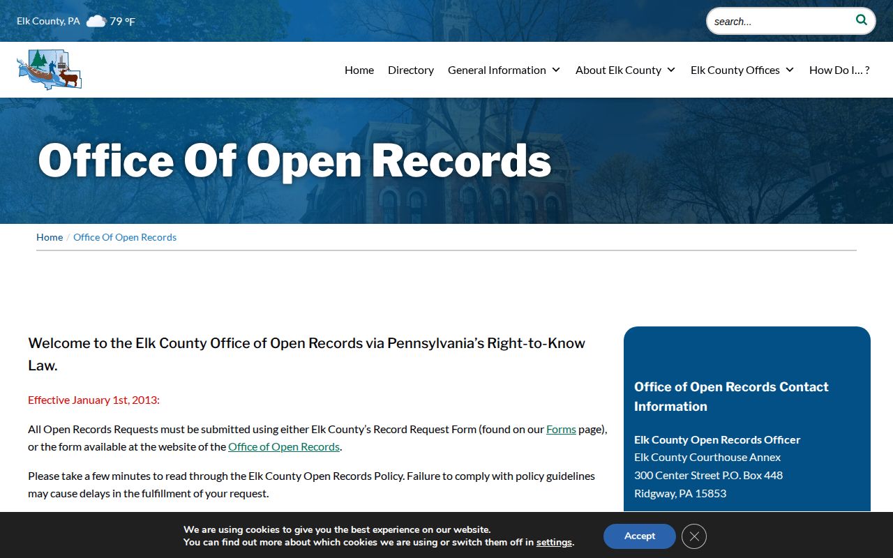 Elk County released inmate record request instructions