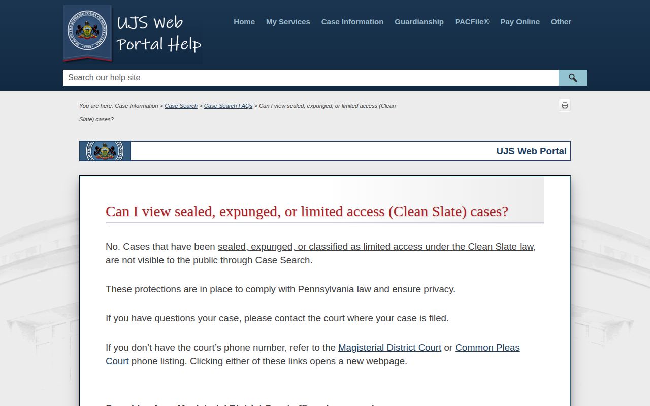 Pennsylvania Clean Slate limits affecting Elk County released inmate mugshot searches