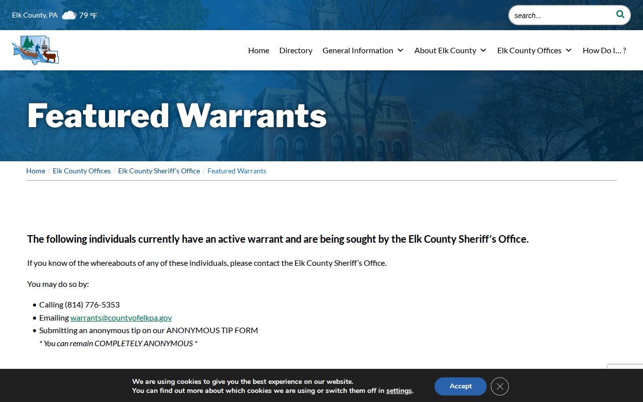 Elk County warrant image that does not prove an inmate release